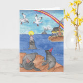 VERJAARDAG - zeehonden Kaart (Gele Bloem)