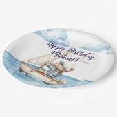 Verjaardag zeeman teddybeer papieren bordje (Gekanteld)