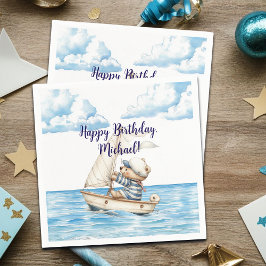 Verjaardag zeeman teddybeer servet