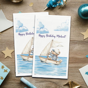 Verjaardag zeeman teddybeer servet