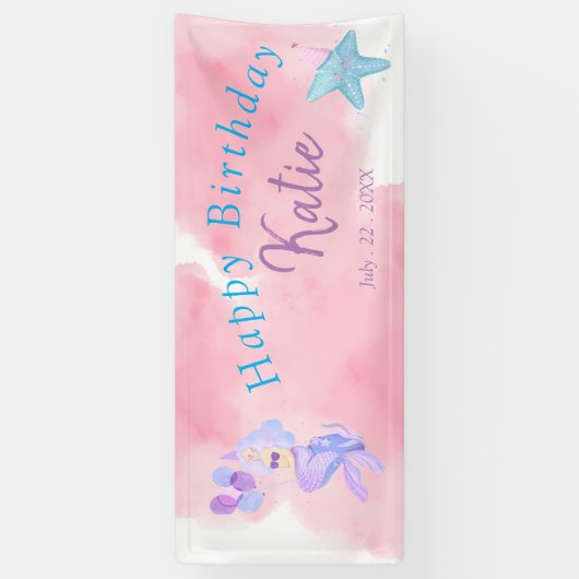 Verjaardag Zeemeermin Papier Bord Spandoek (Verticaal)