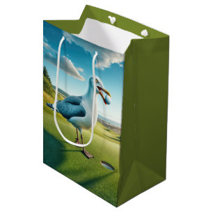 Verjaardag zeemeeuw met een golfbal medium cadeauzakje