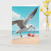 Verjaardag Zeemeeuw Vliegen Met Een Bikini Top Kaart (Gele Bloem)