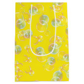 Verjaardag zeepbellen op geel medium cadeauzakje (Achterkant)