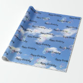 Verjaardag zeepbellen op hemel cadeaupapier (Uitgerold)