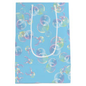 Verjaardag zeepbellen op lichtblauw medium cadeauzakje (Achterkant)