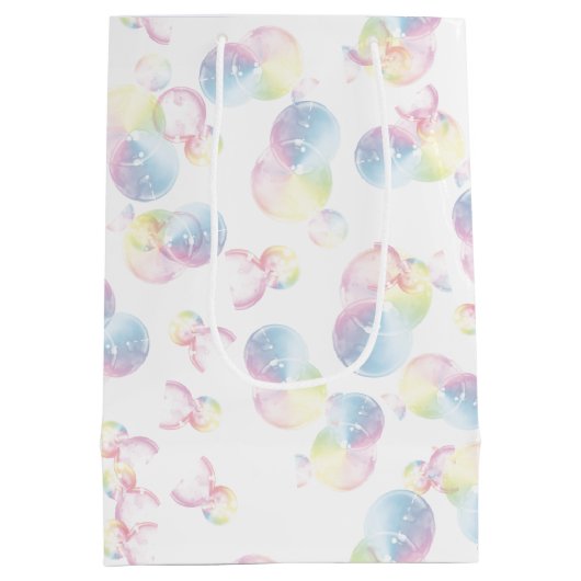 Verjaardag zeepbellen op wit medium cadeauzakje (Achterkant)