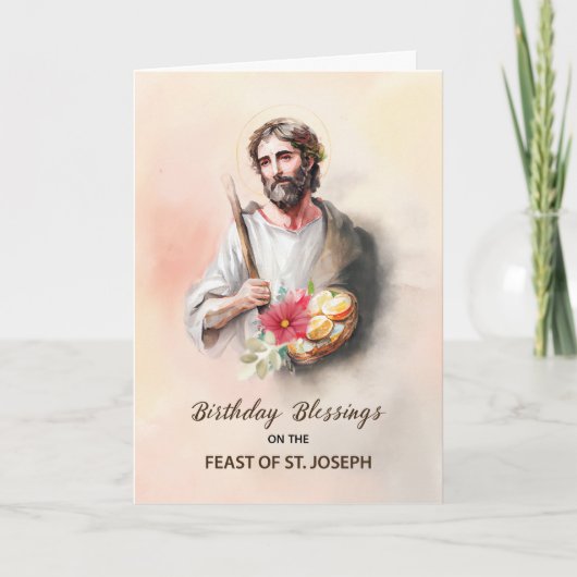 Verjaardag Zegeningen Feest van St. Joseph Waterve Kaart (Voorkant)