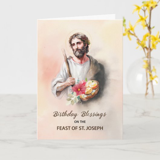 Verjaardag Zegeningen Feest van St. Joseph Waterve Kaart (Gele Bloem)