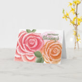 Verjaardag Zegeningen Grote Waterverf Rozen Kaart (Gele Bloem)