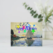 Verjaardag, zeilboot bij le Petit Gennevilliers Briefkaart (Staand voorkant)