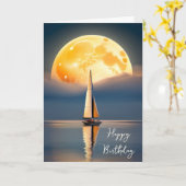 Verjaardag Zeilboot in Moonlight Kaart (Gele Bloem)