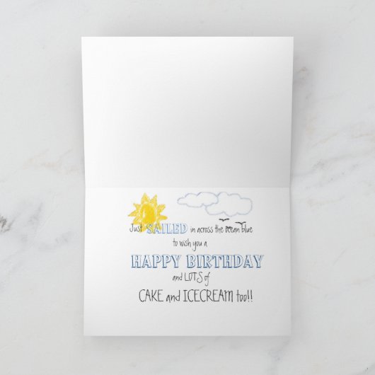 Verjaardag Zeilboot Kaart (Binnen)