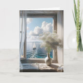 Verjaardag zeilboot Uitzicht in raam Kaart (Voorkant)