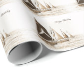 Verjaardag zeilboten cadeaupapier (Rol Hoek)