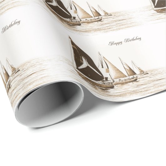Verjaardag zeilboten cadeaupapier (Rol Hoek)