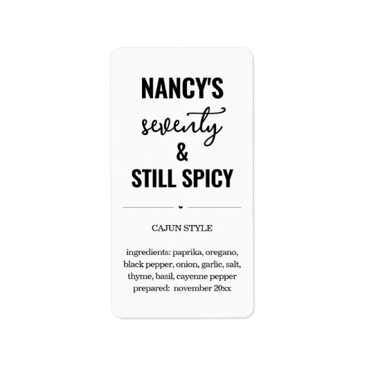 Verjaardag Zelfgemaakte Spice Blend Jar Favor Labe Etiket (Voorkant)