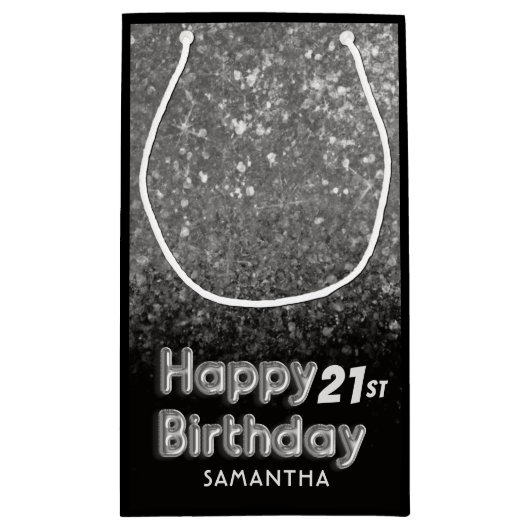 Verjaardag zilver Glitter Sparkles Klein Cadeauzakje (Achterkant)