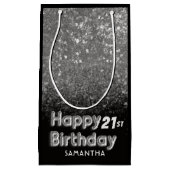 Verjaardag zilver Glitter Sparkles Klein Cadeauzakje (Voorkant)