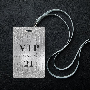 Verjaardag zilver glitters glazuur metaal vip uitn badge