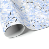 Verjaardag zilver lichtblauw confetti glans naam cadeaupapier (Rol Hoek)