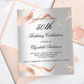 Verjaardag zilver roos goud marmer budget uitnodig