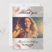 Verjaardag zilver roos gouden foto dank u kaart (Voorkant)