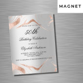 Verjaardag zilver roos gouden marmer luxe magnetische uitnodiging