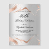 Verjaardag zilver roos gouden marmer luxe magnetische uitnodiging (Voorkant)