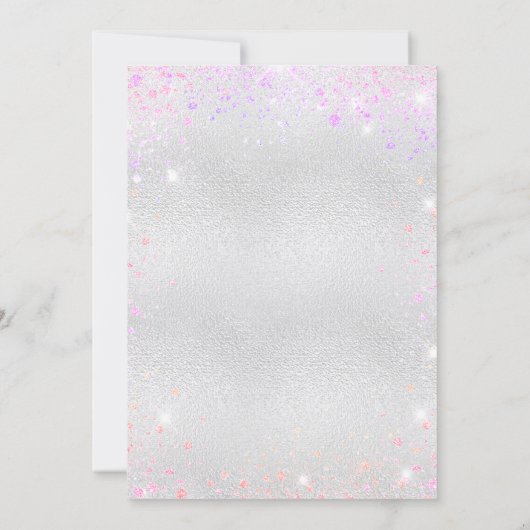Verjaardag zilver roze paarse glitter kaart (Achterkant)
