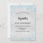 Verjaardag zilveren blauwe glitter kaart (Voorkant)