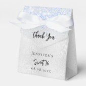 Verjaardag zilveren blauwe sparkles dank u bedankdoosjes (Voorkant Zijde)