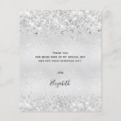 Verjaardag zilveren glitter bedankkaart (Achterkant)