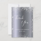 Verjaardag zilveren glitter elegant bedankkaart (Voorkant)