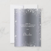 Verjaardag zilveren glitter elegant bedankkaart (Achterkant)