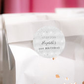 Verjaardag zilveren glitter naamdatum ronde sticker