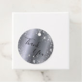 Verjaardag zilveren glitter-stof bedankt bedankjes labels (In situ)