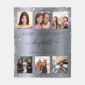 Verjaardag zilveren glitter vriend foto collage fleece deken (Voorkant)