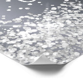 Verjaardag zilveren glitters naam welkom poster (Hoek)