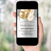 Verjaardag zilveren gouden ballonnen kaart