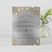 Verjaardag zilveren gouden sterren feest kaart (Staand voorkant)