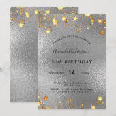 Verjaardag zilveren gouden sterren feest kaart (Voorkant / Achterkant)