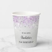 Verjaardag zilveren lavendel glitter papieren bekers (Achterkant)
