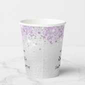 Verjaardag zilveren lavendel glitter papieren bekers (Rechts)
