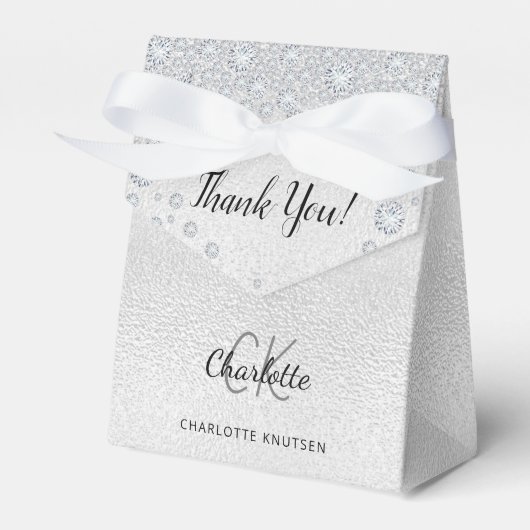 Verjaardag zilveren naam elegant bedankdoosjes (Voorkant Zijde)