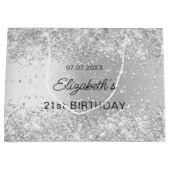 Verjaardag zilveren naam groot cadeauzakje (Voorkant)