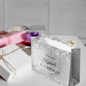Verjaardag zilveren naam groot cadeauzakje