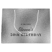 Verjaardag zilveren naam moderne minimalist groot cadeauzakje (Voorkant)