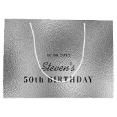 Verjaardag zilveren naam moderne minimalist groot cadeauzakje (Achterkant)