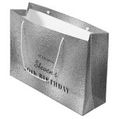 Verjaardag zilveren naam moderne minimalist groot cadeauzakje (Voorkant Gekanteld)